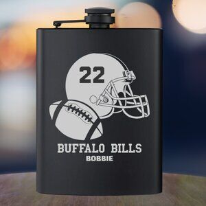 Personalized Sports Football Helmet NFL Buffalo Bills Black Flask | NFL
